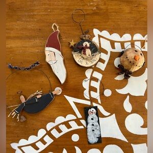 Ornament Lot (5) Vintage- Primitive- Rustic 🎄